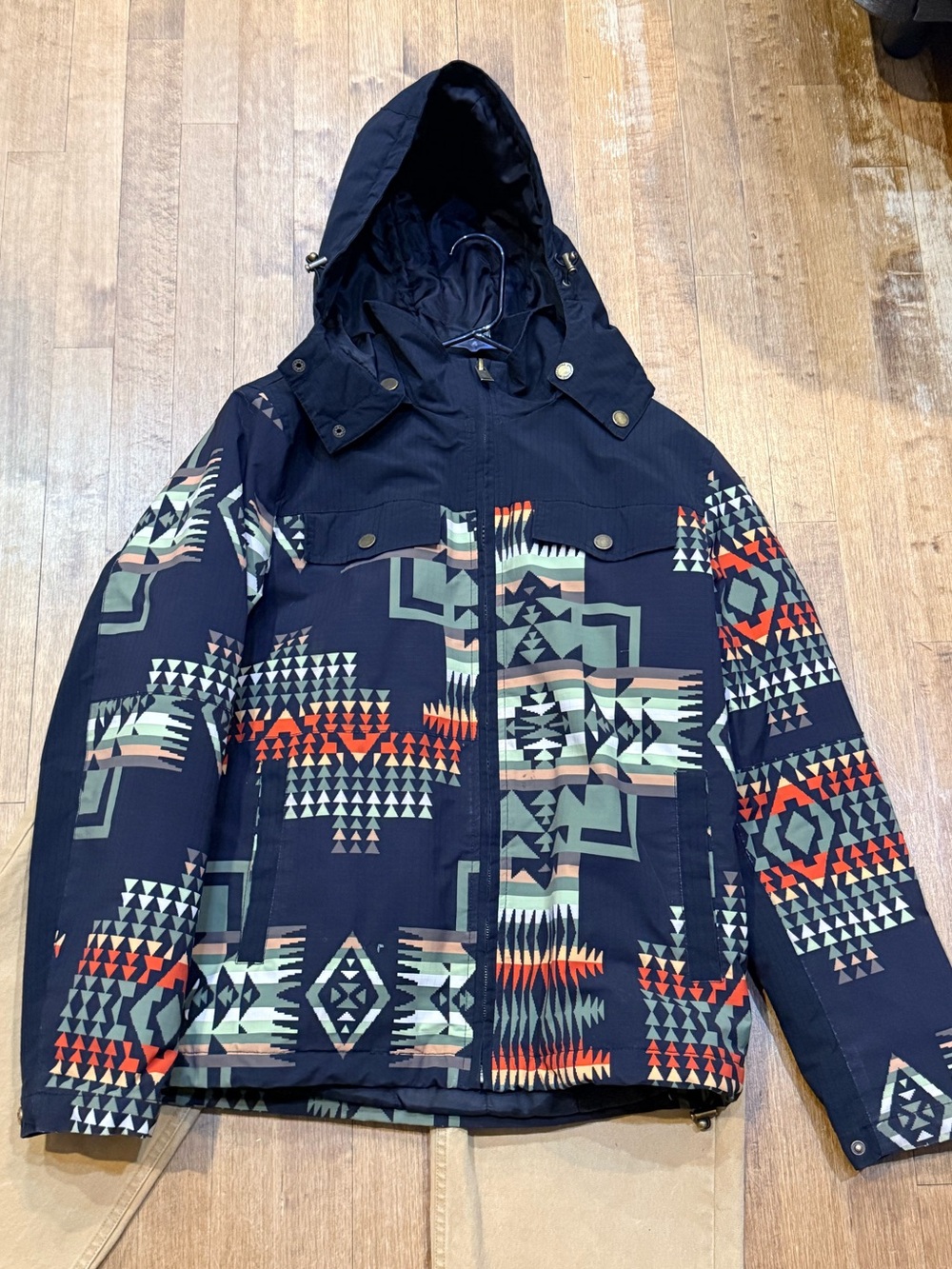 Pendleton - RARE Aztec Hooded Jacket with Multicolor Native Print - Medium
